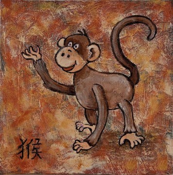 Año chino del mono mascota humor chistosa Pinturas al óleo